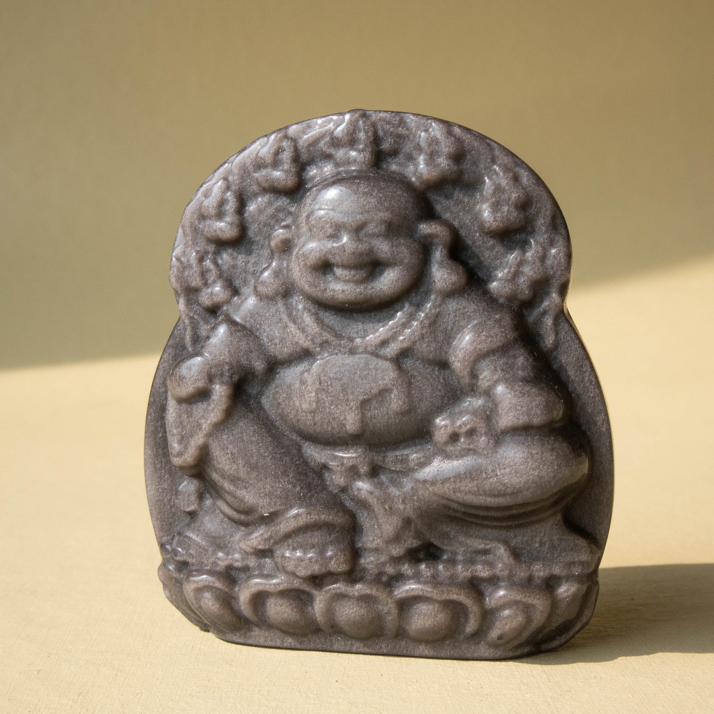 Silver Sheen Obsidian Buddha