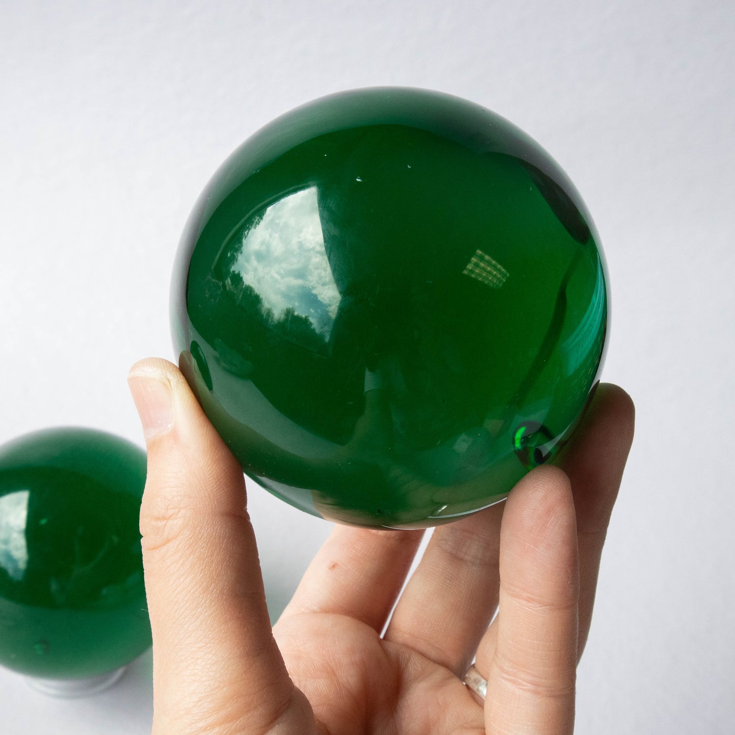 Green Glass Obsidian Sphere 3"