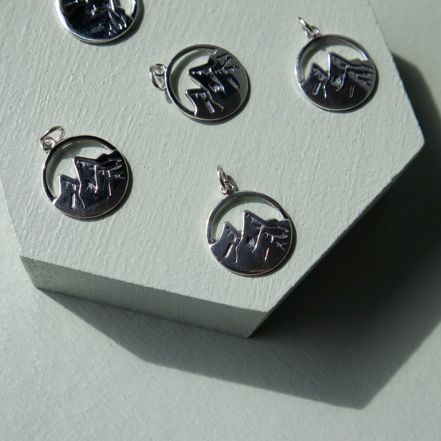 volcanoes pendant, sterling silver, sterling silver pendant, sterling silver jewelry