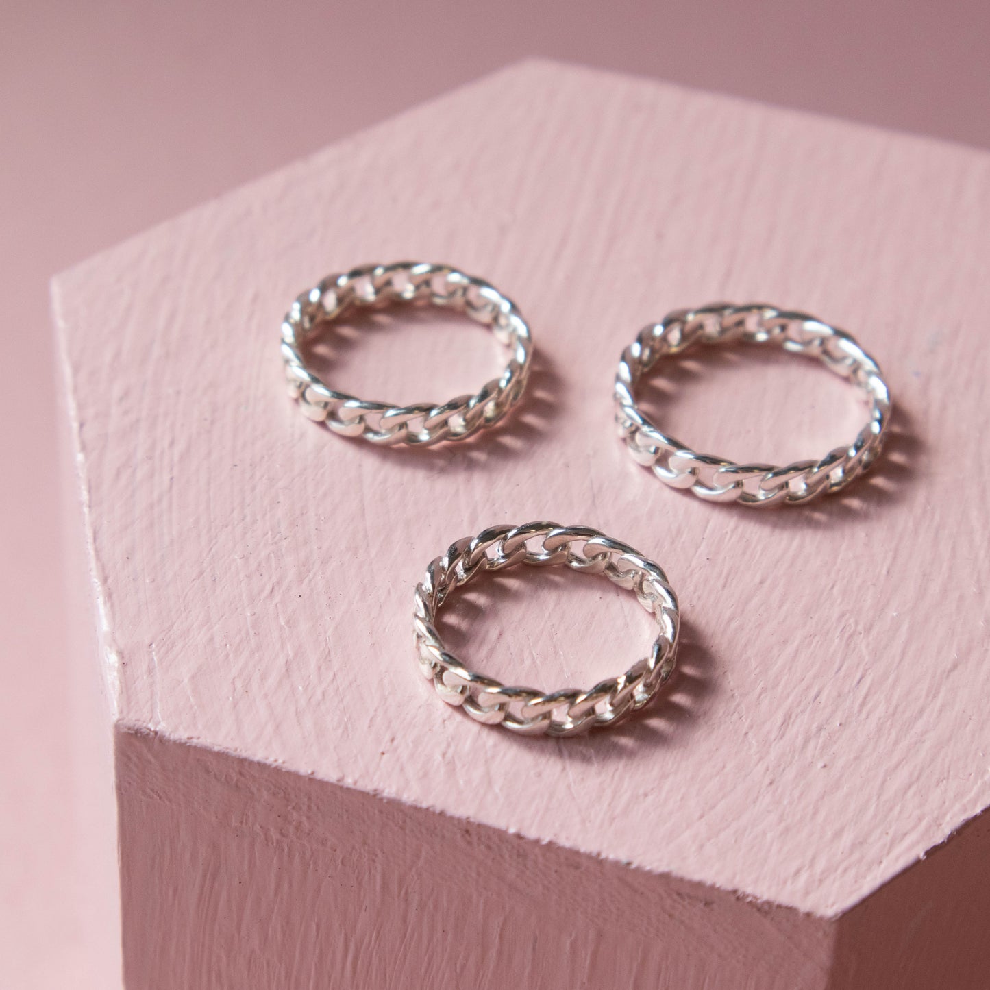 sterling silver, silver, silver ring, sterling silver ring, sterling silver jewelry, flat curb chain linked ring, chain linked ring