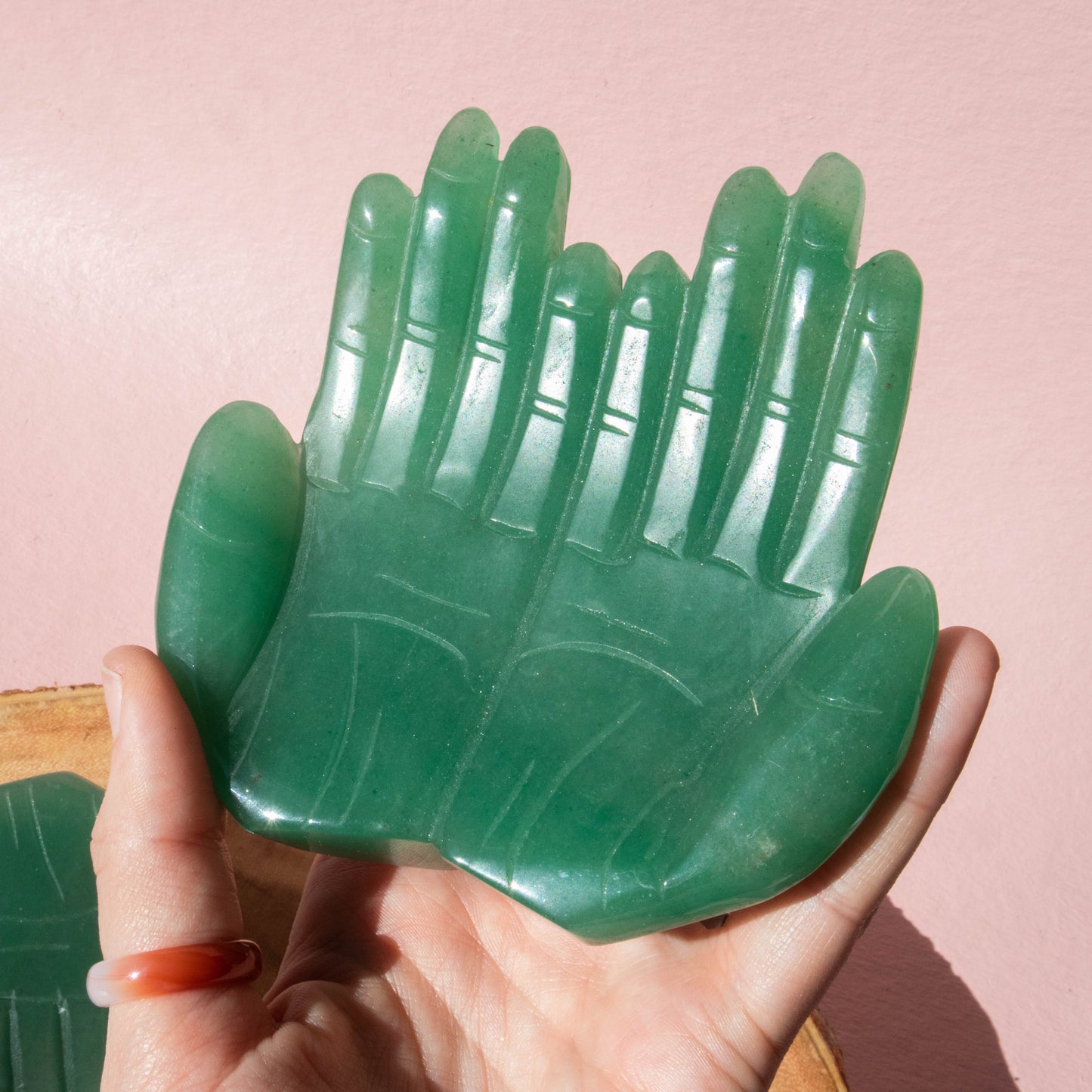 Green Aventurine Offering hands 4.5"