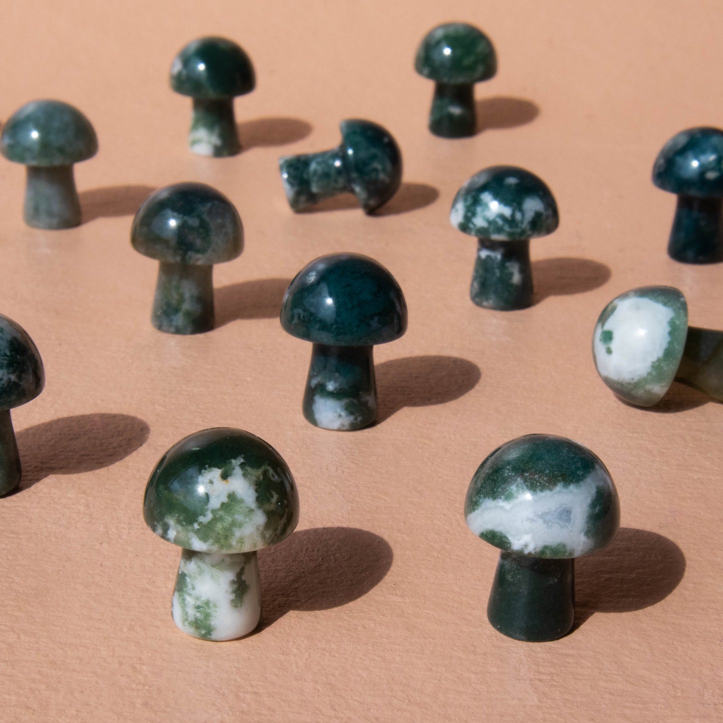 Moss Agate Mini Mushroom 1"
