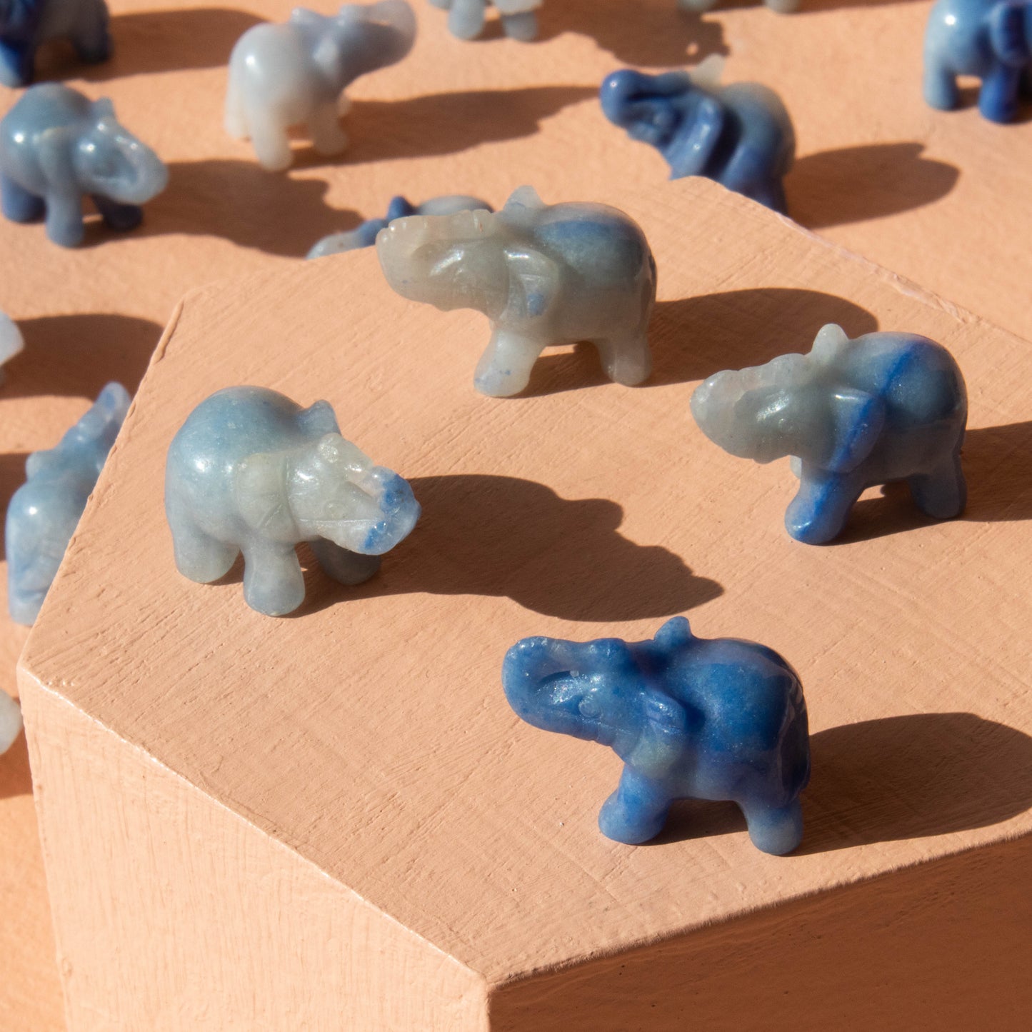 Blue Quartz Elephant 1"