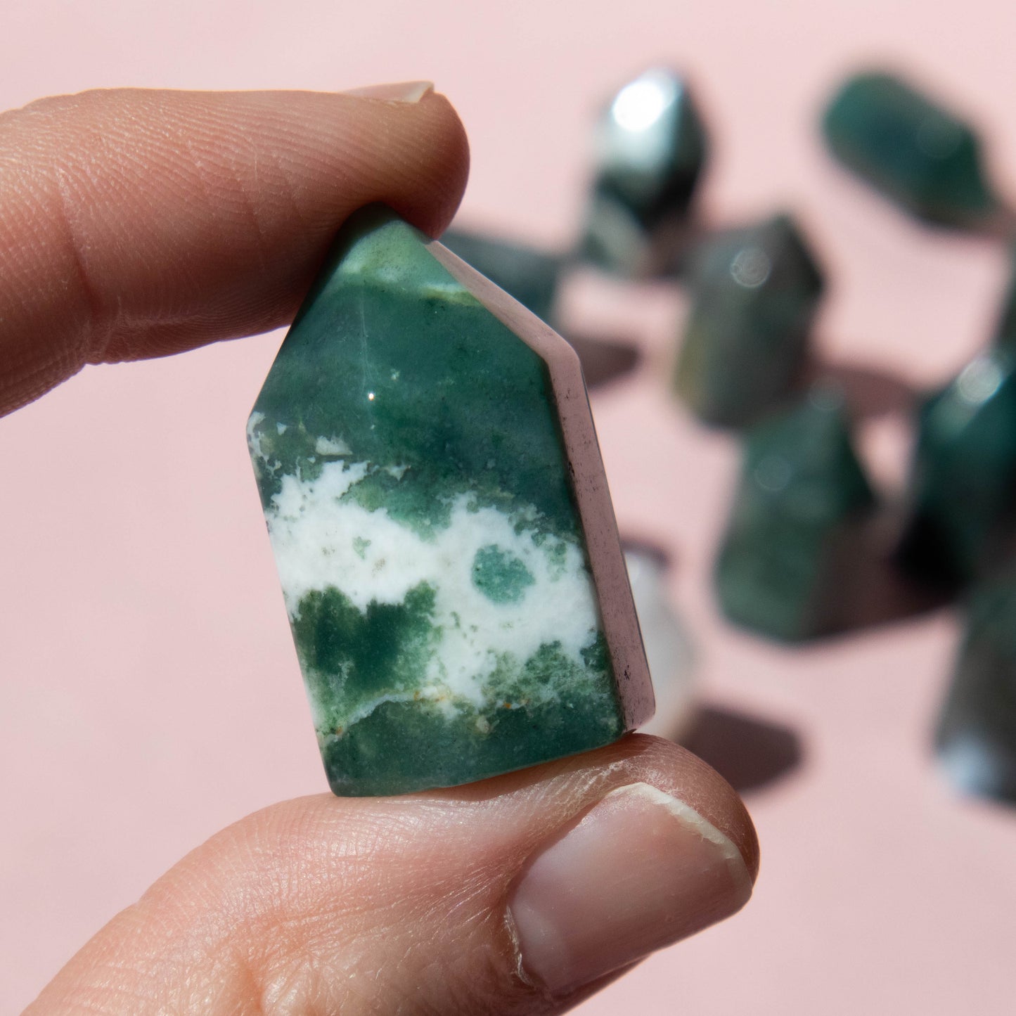 Moss Agate Mini Point 1"